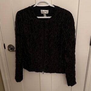 Joseph Ribkoff Black Textured Polka Dot Jacket